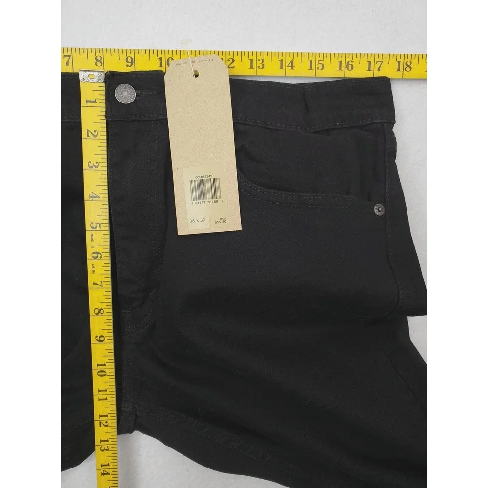 Levis 505 Jeans Mens 36x30 Black Regular Straight Leg Stretch Denim Pants